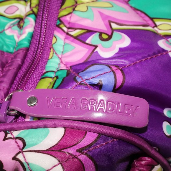 Vera Bradley Purple Heather Berry Pattern Travel Diaper Crossbody Tote Purse Bag - Picture 4 of 6